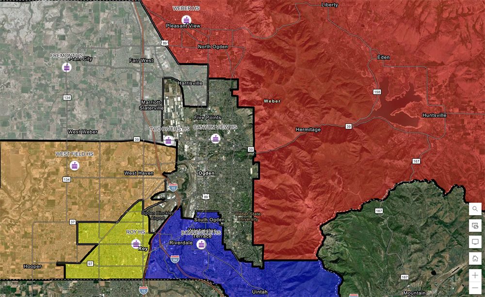 image of new boundary lines on a map for Weber School District. 