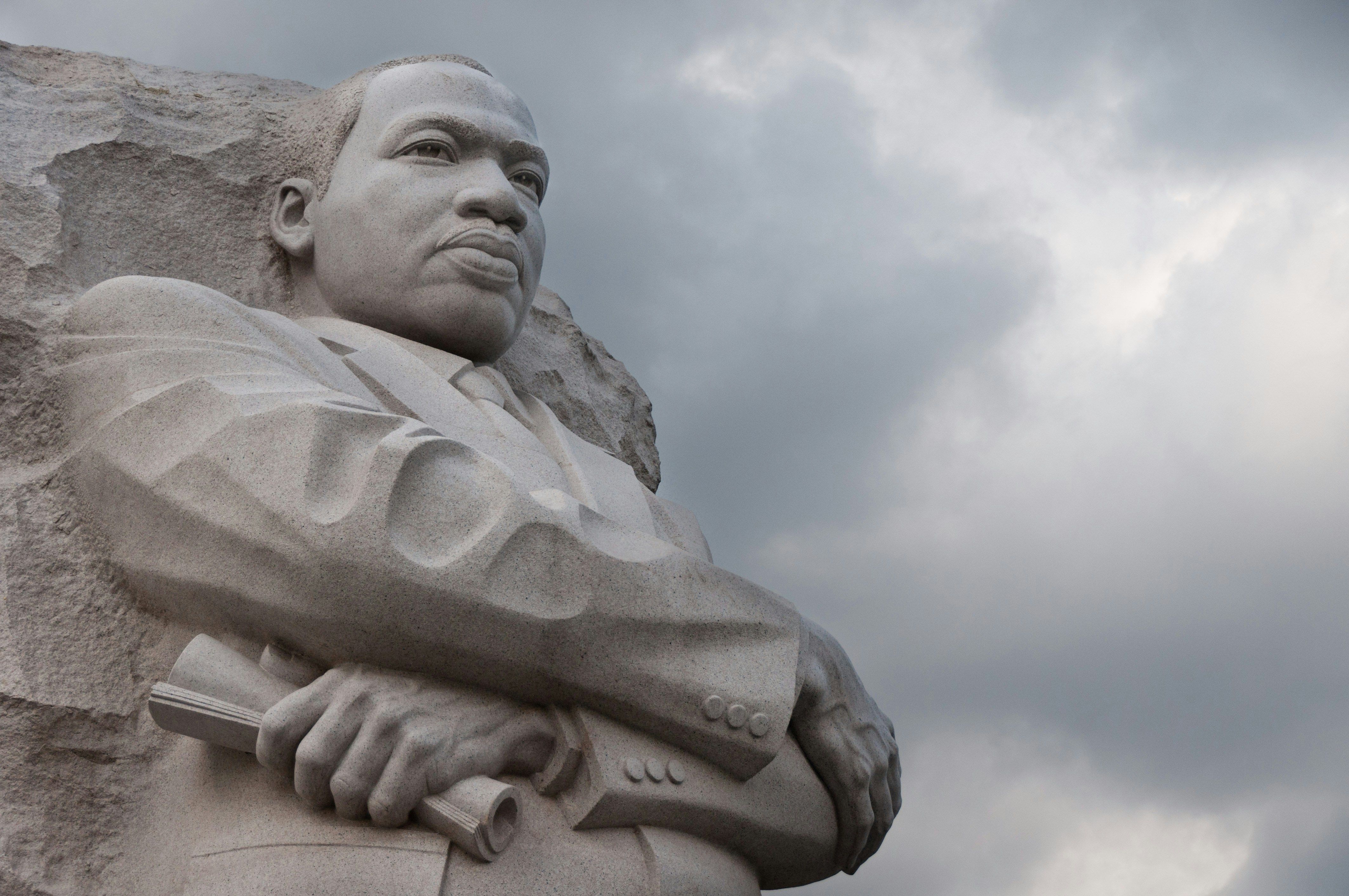 Statue of Martin Luther King Jr carved into a rock