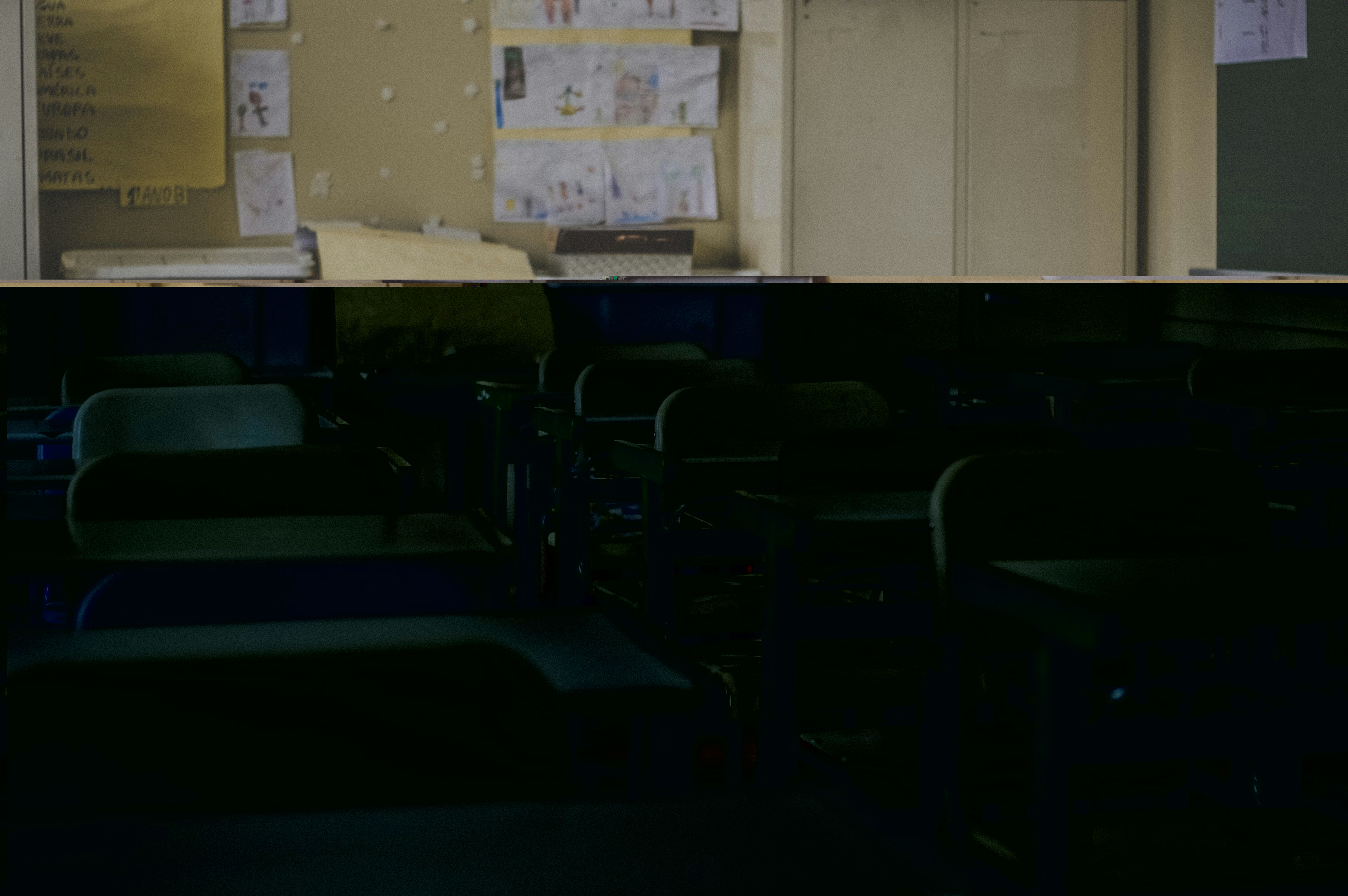 empty classroom with desks